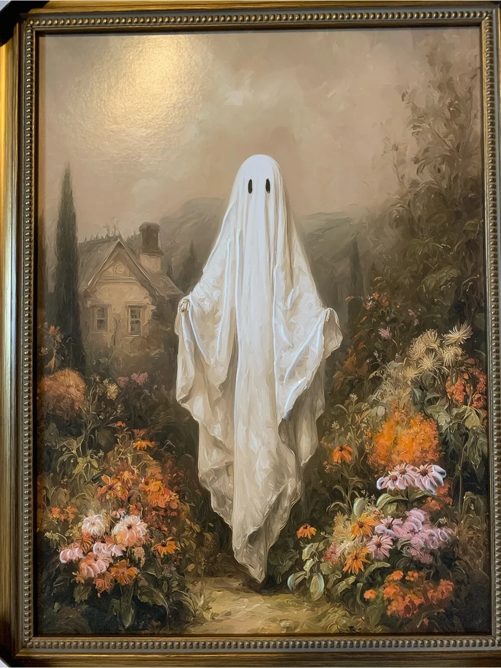 ❌FINAL PRICE❌Halloween Gold Ghost In The Garden Wall Art 18